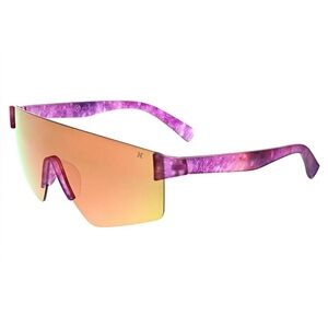 HURLEY BIG SHIELD SUNGLASSES, GALACTIC PRINT FRAME & PINK MIRROR POLARIZED LENS
